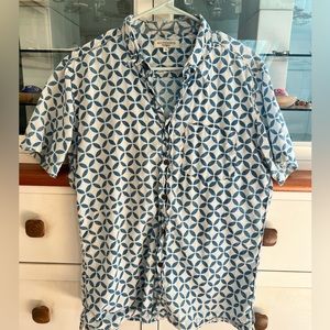 Alchemists designs indigo button down shirt made in Ibiza Spain size medium